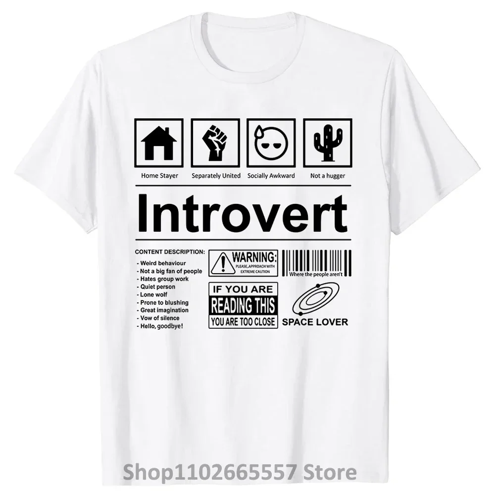 Introvert Logo T Shirt Funny Sayings Humor Introvers Joke T Shirts Summer Cotton Streetwear Humor Quotes Christmas Gifts T-shirt