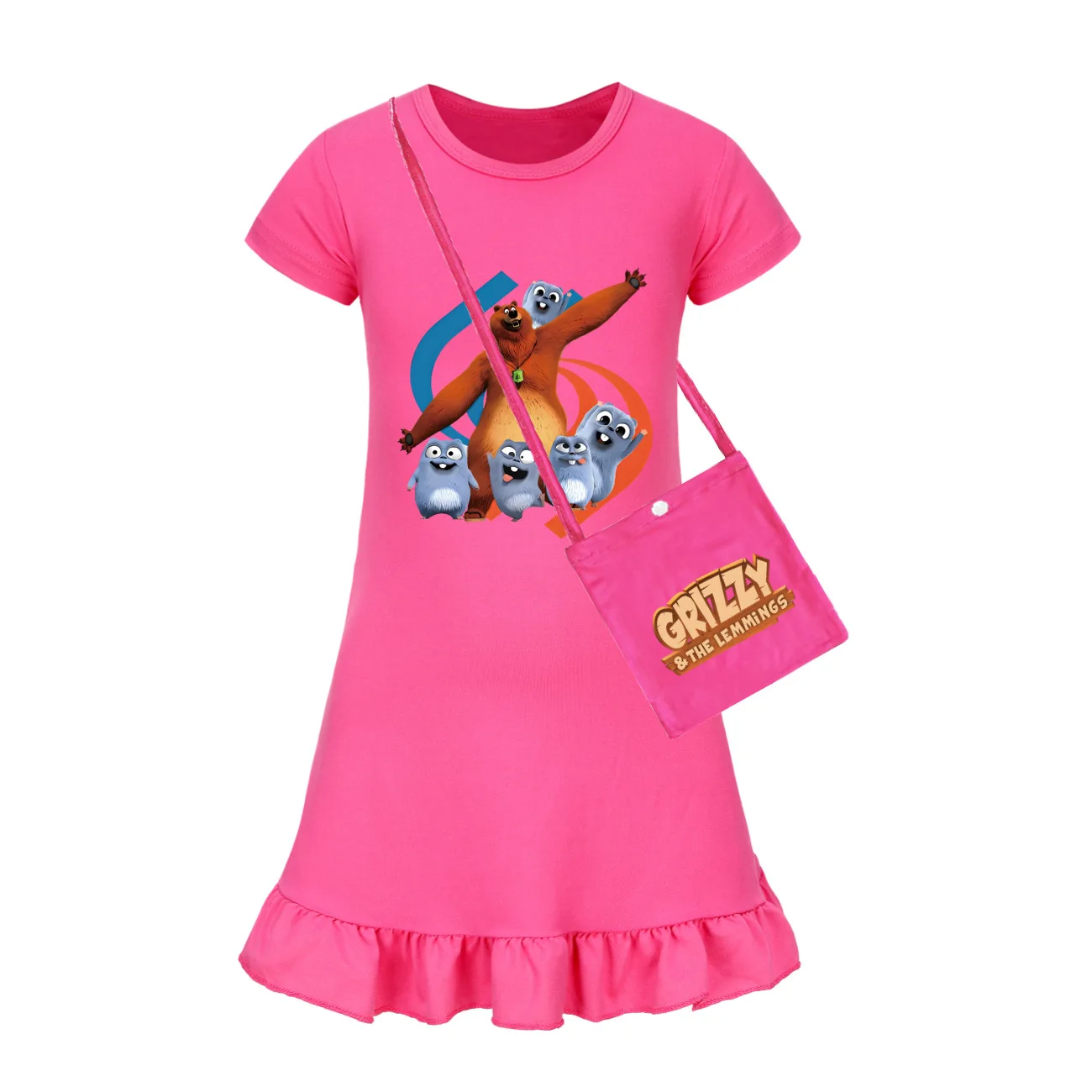 GRIZZY and The Lemming Dress Kids Cartoon Grizze Bear Clothes Girls 2026 Summer Casual Dresses Children Leisure Soft Homewear