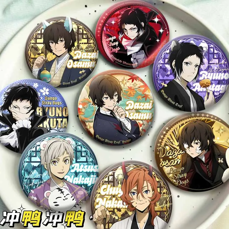 Doppo Kunikida Chuya Nakahara Osamu Dazai Soft Button Pins Cartoon Role Playing Brooch Anime Badge Bag Hat Accessories Gifts