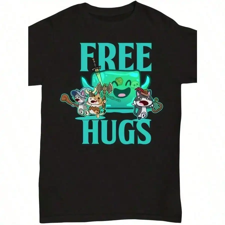 Free Hugs Gelatinous Cube T-Shirt, 100% Cotton Crew Neck Short Sleeve Tee,