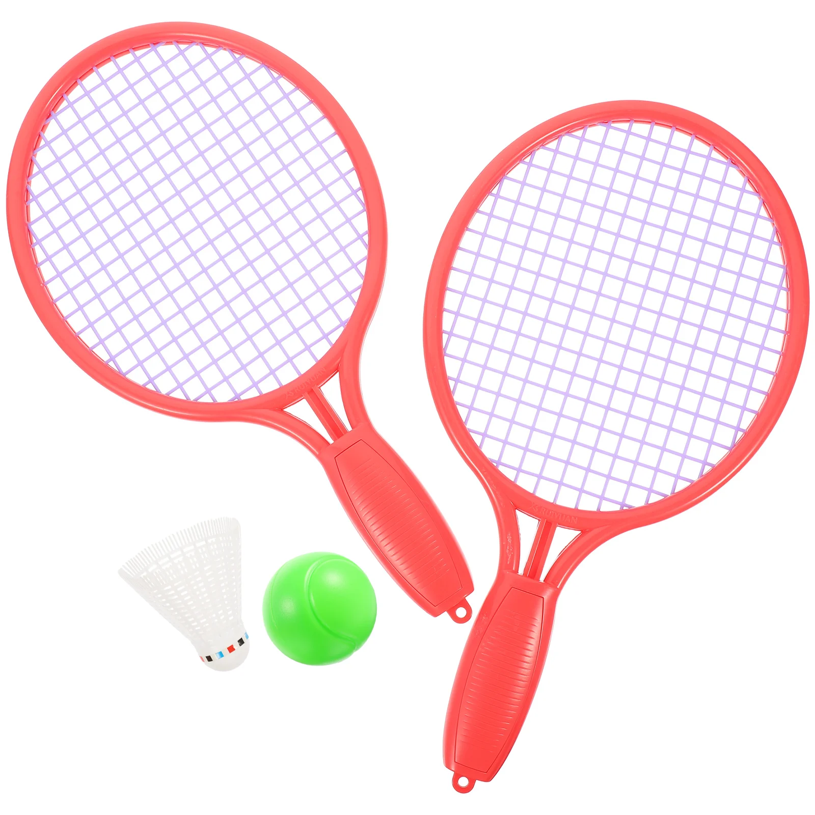 

1 set Tennis Racket Set Kids Sports Toys Outdoor Plaything 2 Rackets Lightweight Portable Safe Handle Oval Shaped Racket