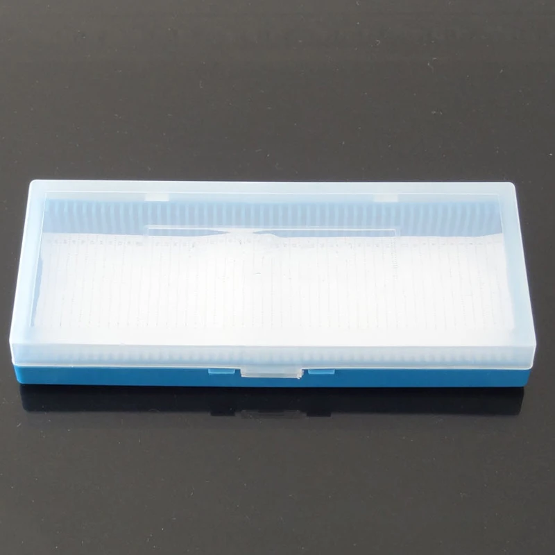 Microscope Slide Box Biological Pathology Holds Up to 50Pcs Slides Bio Slice Box Slots Rectangular Microscope Glass Slide Box 1X