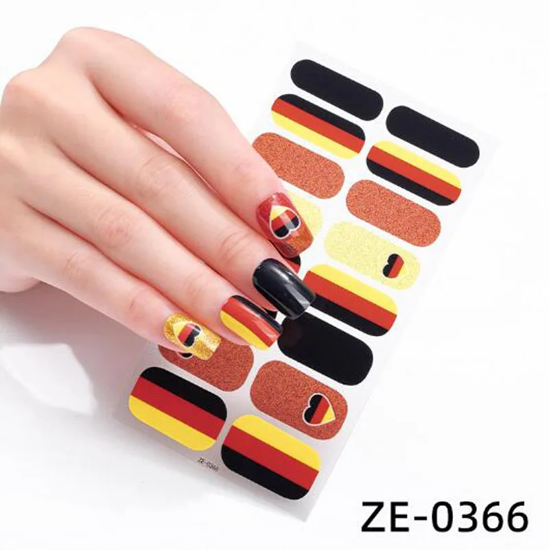 Festival nazionale Involucri per unghie Decalcomanie Adesivo per smalto glitter impermeabile Manicure fai da te Decorazioni per strisce per unghie Pegatinas Para