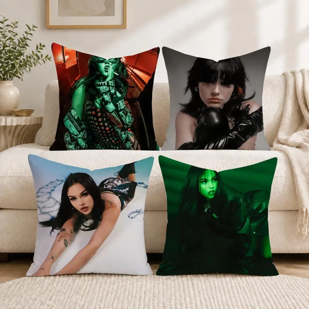 M-Maggie L-Lindemann Singer Cushion Cover Soft Short Plush Pillow Cases Hidden Zipper Cutecore Sofa Bedroom Home Decor Gift