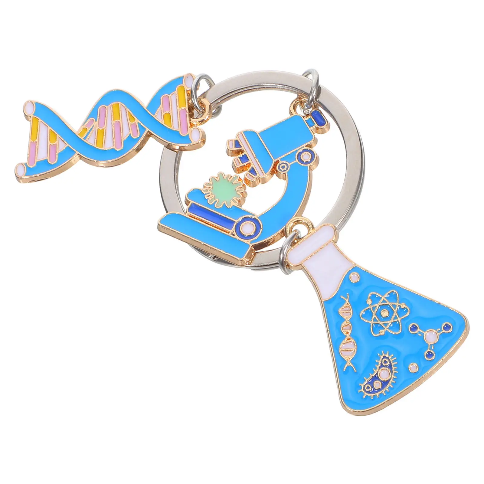 Microscope Dna Keychain Science Lab Equipment Keychain for Students Teachers Technologists Microscope Pendant Key Fob Charm Bag