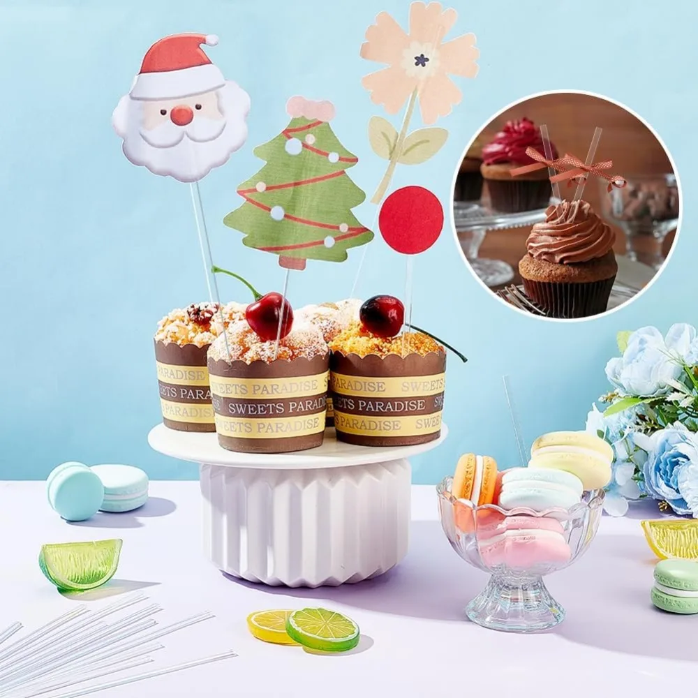 55Pcs Acrylic Lollipop Sticks Flat Clear Sticks for Cake Toppers Clear Ice Lollipop Sticks Reusable Cream Stick for DIY Craft