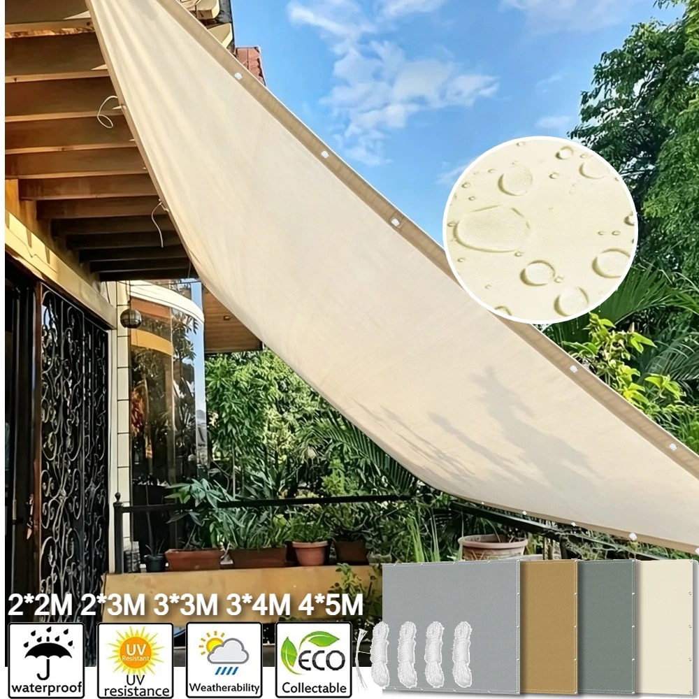 Waterproof Sun Shade Sails with Eyelets Grommets UV Blocker Cover Awning Canopy for Garden Patio Roof Cover Privacy Shelter Tarp