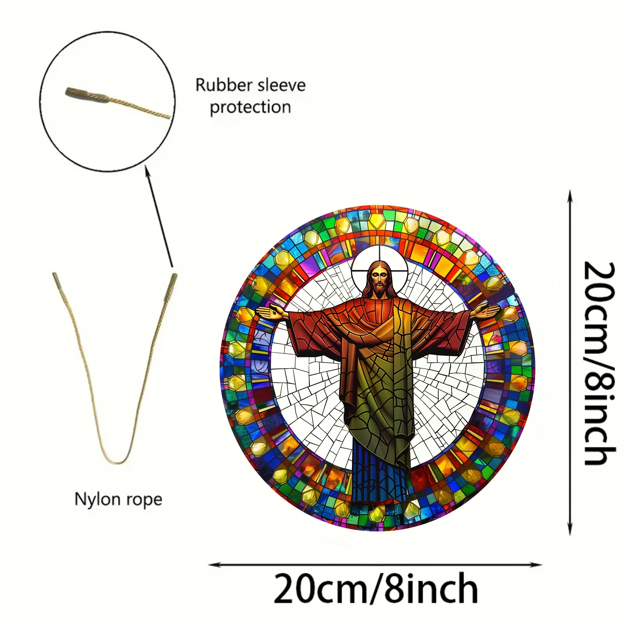 1 opakowanie religijny łapacz słońca inspirowany Rio de Janeiro, okrągły akrylowy chrystus Redeemer wisząca dekoracja okna, ganek, ogród