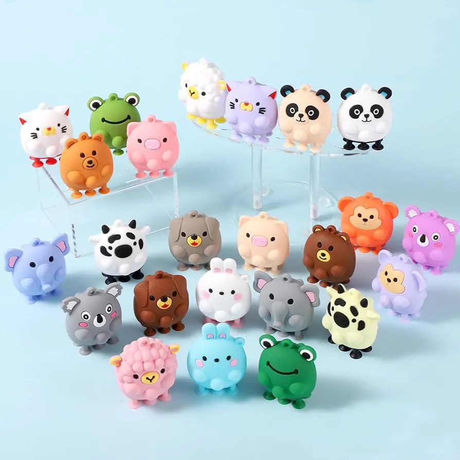 Creative Cute Cartoon Silicone Animal Suction Cup Bubble Pinching Music Stress Relief Release Keychain Children's Toy Fidget Toy