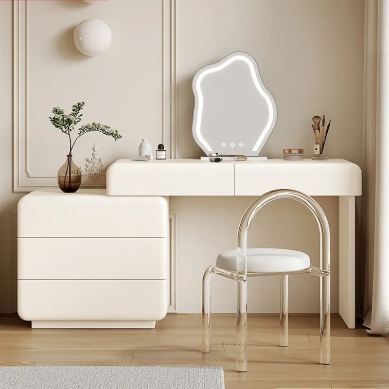 

Cream style dressing table modern minimalist household comfortable Makeup vanity cabinet mirror chair שידה לחדר room furniture