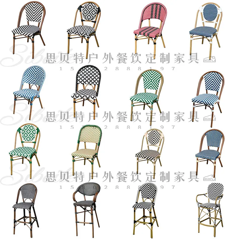 New outdoor tables and chairs courtyard open-air restaurant table French rattan