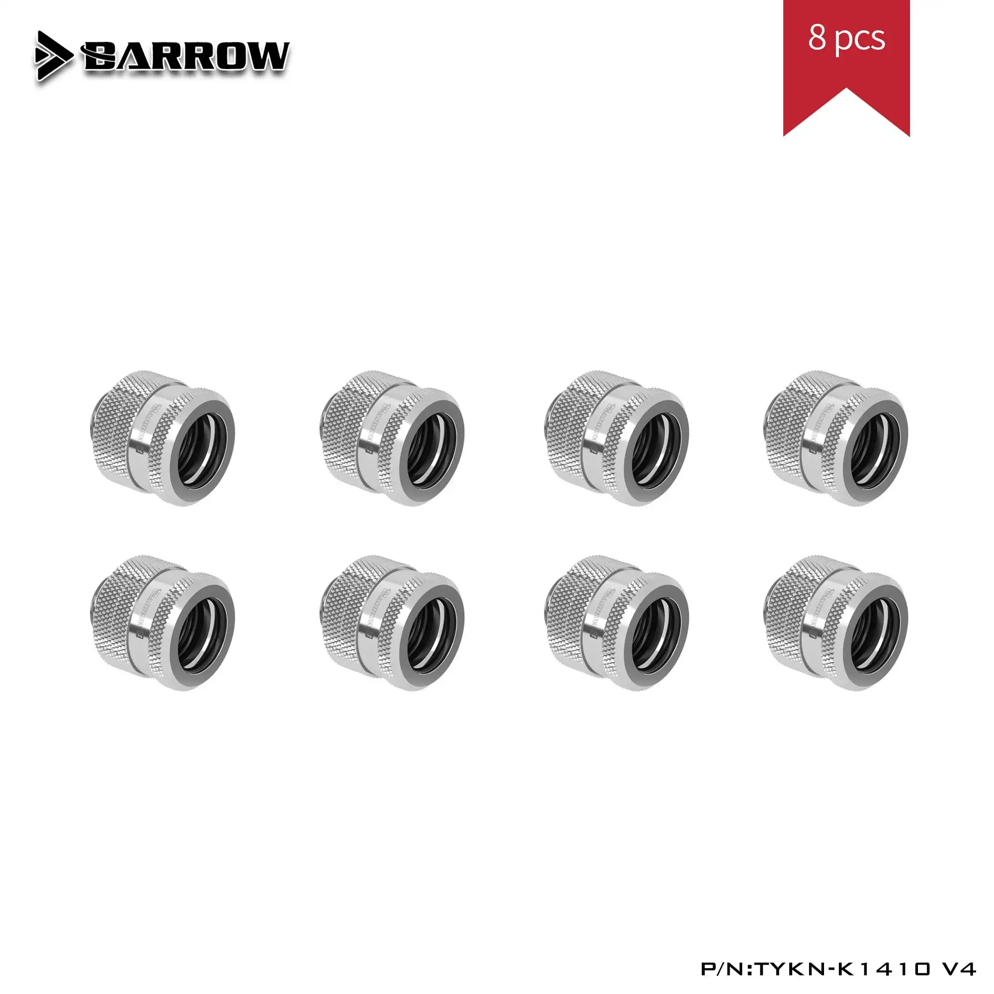 

Barrow TYKN-K1410 V4 8pcs G1/4 Hard Tube Fitting Water Cooling Asik OD14mm Adapters Liquid Cooler For PC Silver/Black/White/Gold