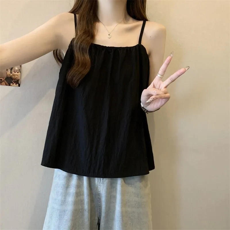 2025 Creative Pregnant Women's Cotton and Hemp Strap Sling Top Maternity Summer New Tank Top Sleeveless Loose Tank Top LH048