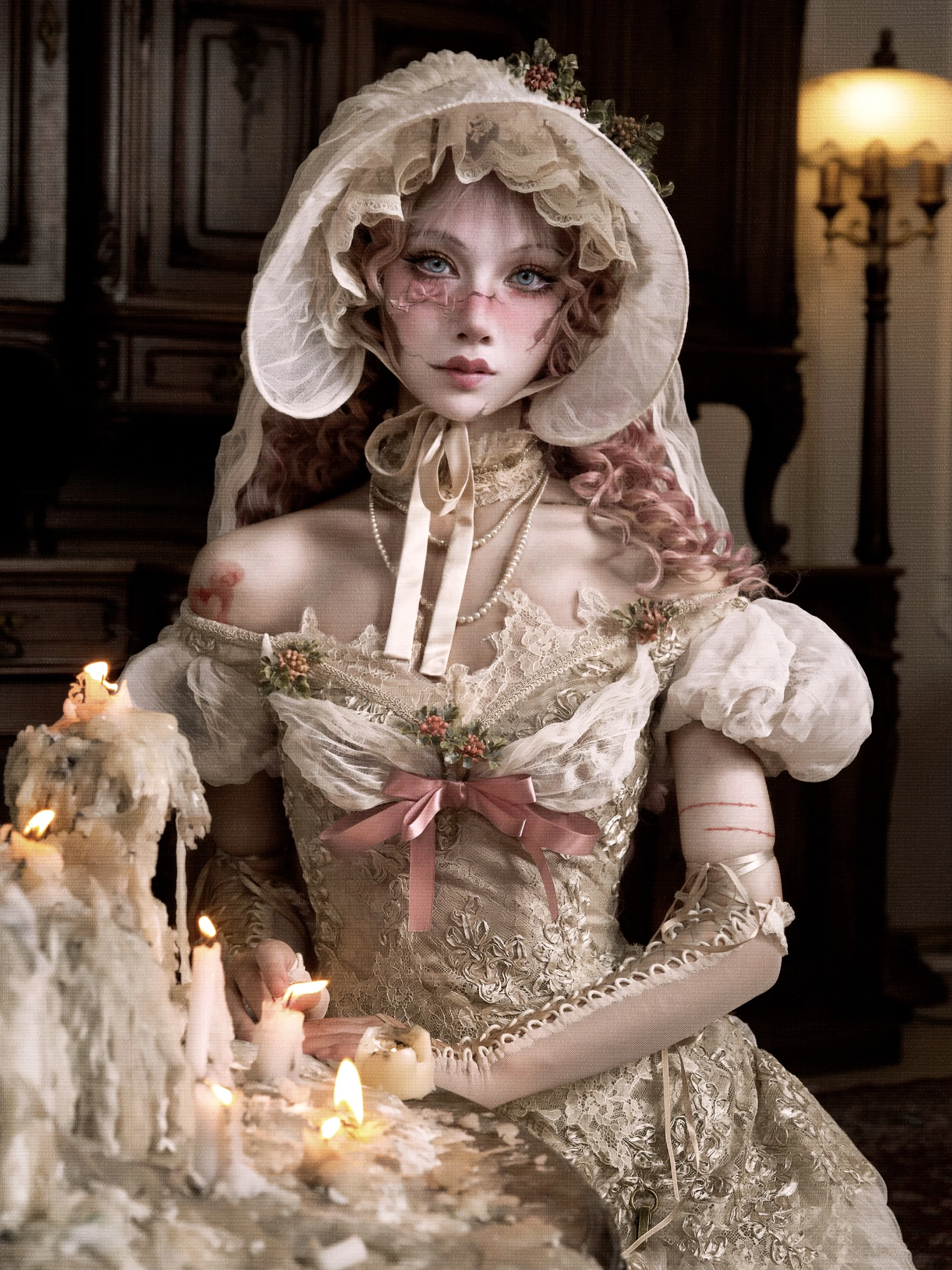 Original Retro Elegant Bubble Sleeve Off-the-shoulder Top Summer New 2025 Subculture Halloween Party Cos T-shirt Long Skirt Set