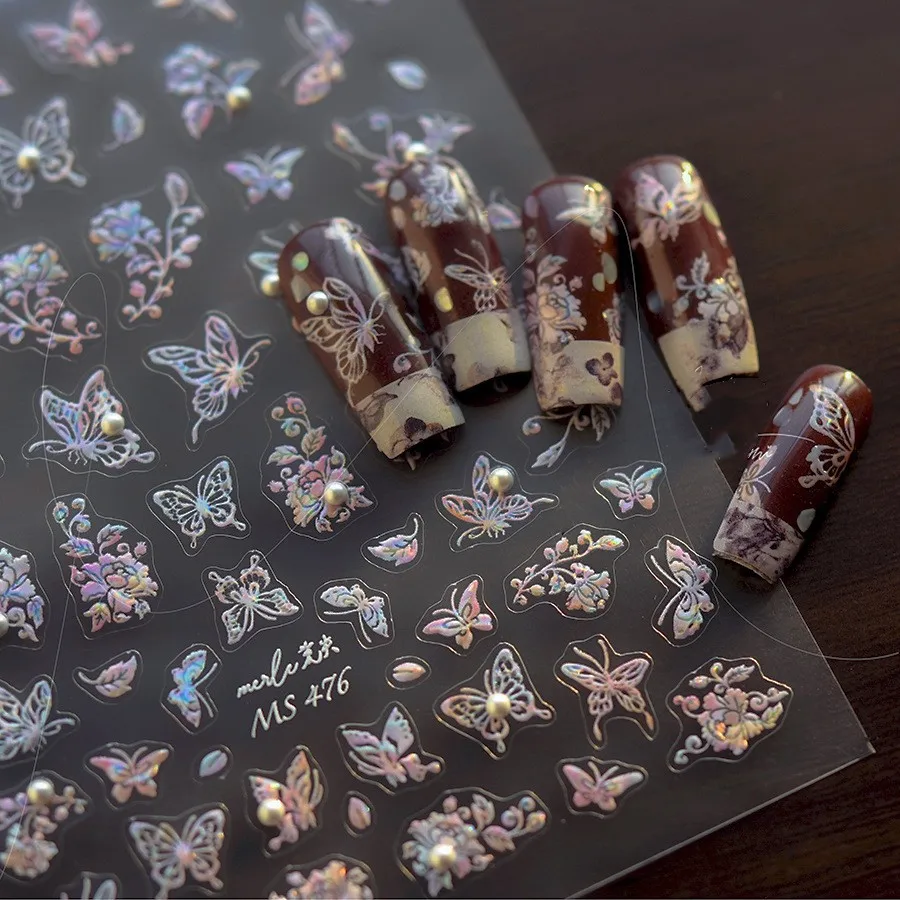 1pcs 5D 절묘한 다채로운 새 네일 아트 스티커 구호 나비 꽃 드래곤 네일 장식 데칼 DIY 매니큐어 액세서리