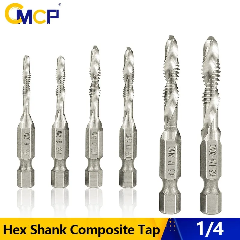 CMCP 1/4 Hex Shank Composite Tap 6-32 8-32 10-24 10-32 12-24 1/4-20 HSS Machine Plug Tap Spiral Point Thread Drill Tools