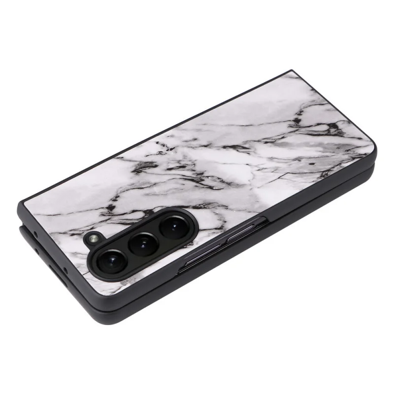 Capa de telefone magnética para Samsung Galaxy Z Fold 5, bling preto, leopardo, padrão de marmoreio, fino, tampa de carregamento sem fio