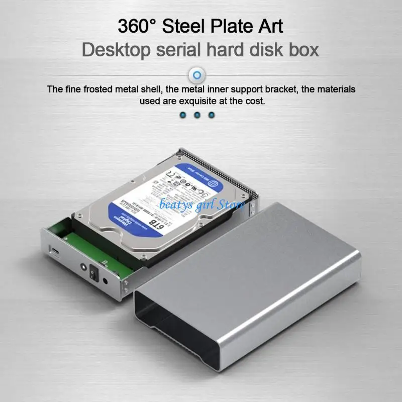 C7AB Blueendless External HDD Enclosure Aluminum SSD Box USB Type C 3.5'' Hard Drive for Case Box for Desktop 8TB