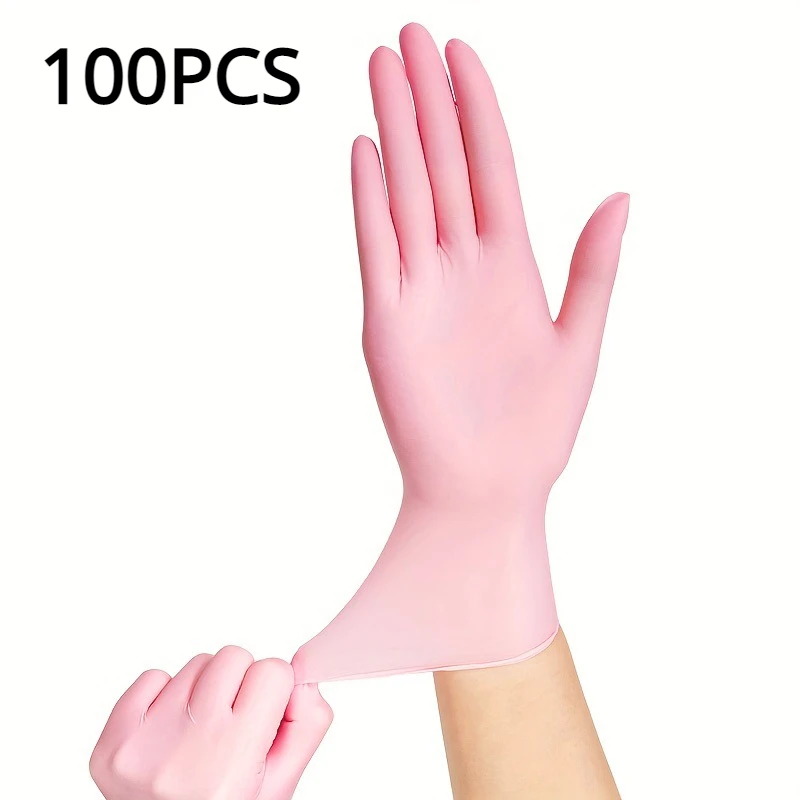 100/50/20PCS Lichtroze Wegwerp Nitril Handschoenen Waterdicht Antistatisch Duurzaam Lichtroze Handschoenen Voor Keuken Koken Gereedschap