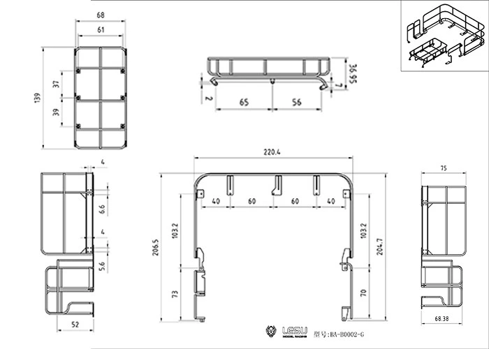 RC 1/14 Kabine Rumpf Metall-Schutzgeländer für Tamiya Hydraulischer Bagger Lader Kipper für SCANIA MAN VOLVO Kipper DIY Teile – Detail 2