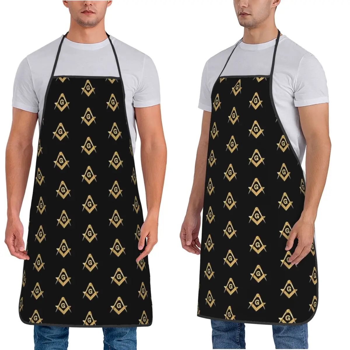 Freemason Pattern Gold Blue Square And Compass Masonic Aprons Chef Cooking Cuisine Tablier Bib Kitchen Cleaning Pinafore