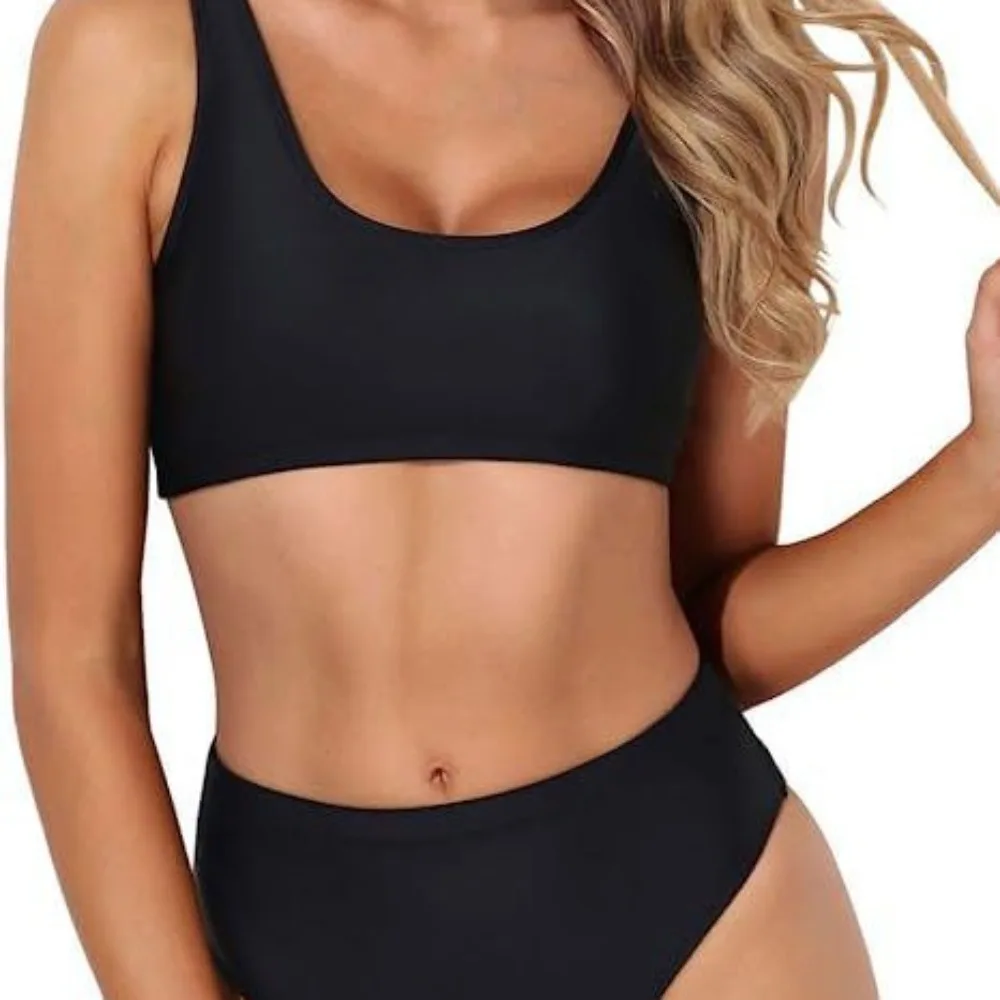 

Женское бикини с разрезом, повседневный удобный трехточечный купальник из двух частей, сплошной цвет, сексуальная спинка