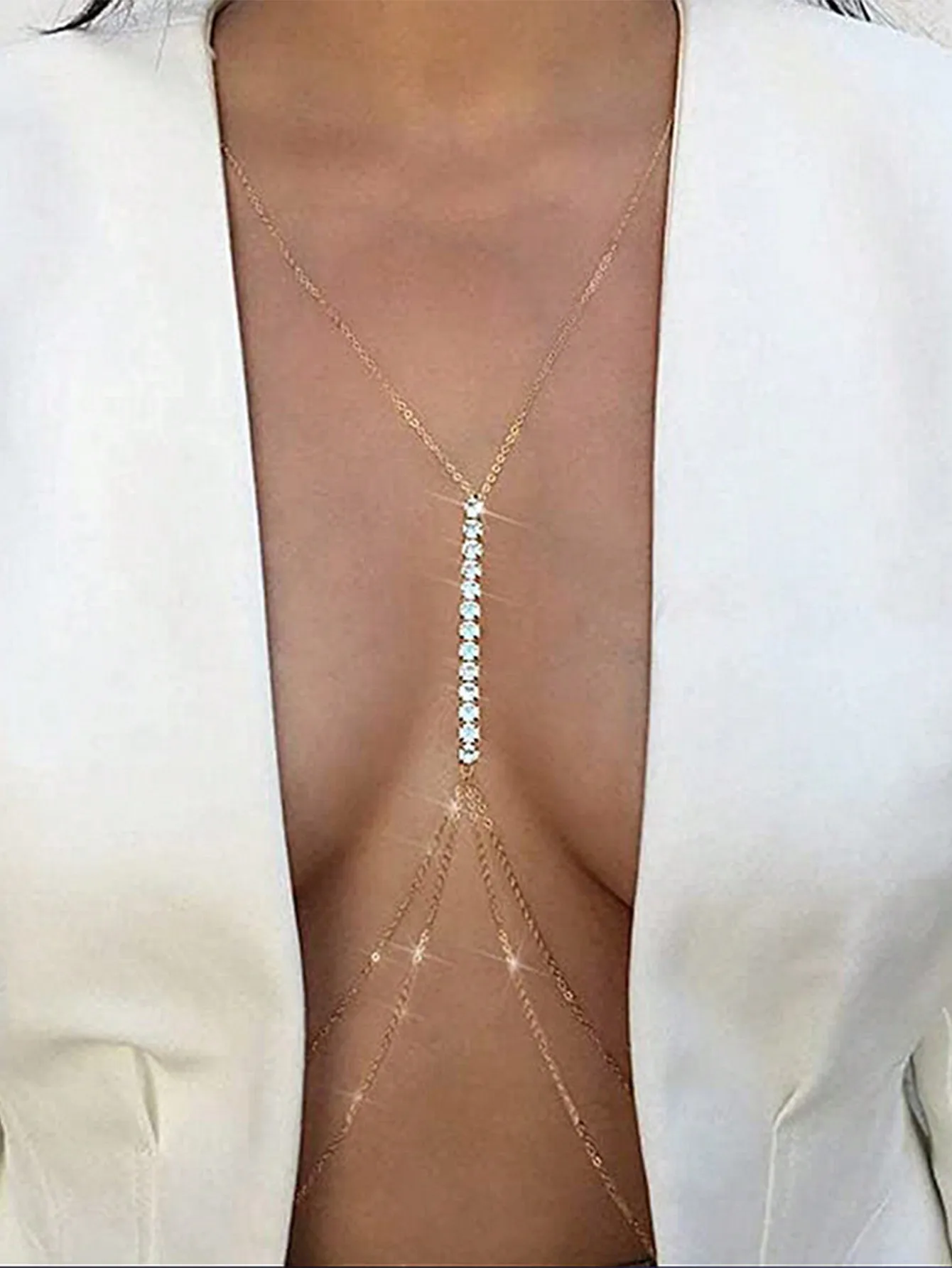 

Сексуальная цепочка для тела с кристаллами для женщин, в стиле халтер с декором из страз, идеально подходит для пляжа, вечеринок и праздников.