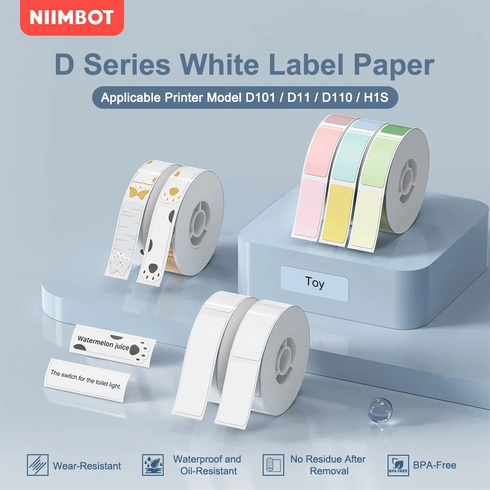 Niimbot D110 Label Paper Roll Thermal Sticker Rolls Self-adhesive Printer Stickers For Niimbot D101 D11 H1 Mini Portable Printer