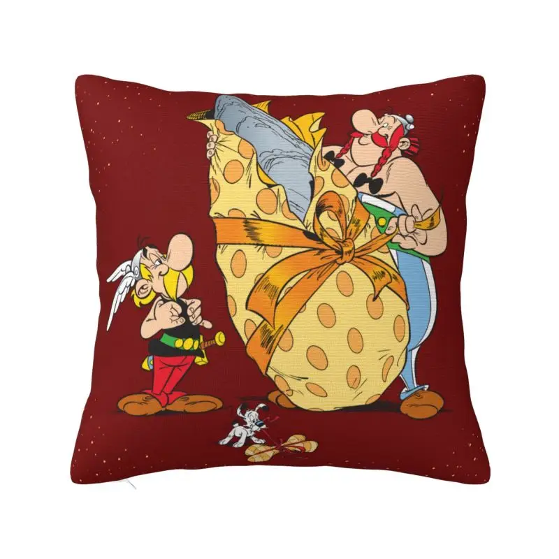 Custom Fashion Asterixs And Obelixs Adventure Comic Cushion Covers 40x40cm Velvet Pillow Case for Car Square Pillowcase