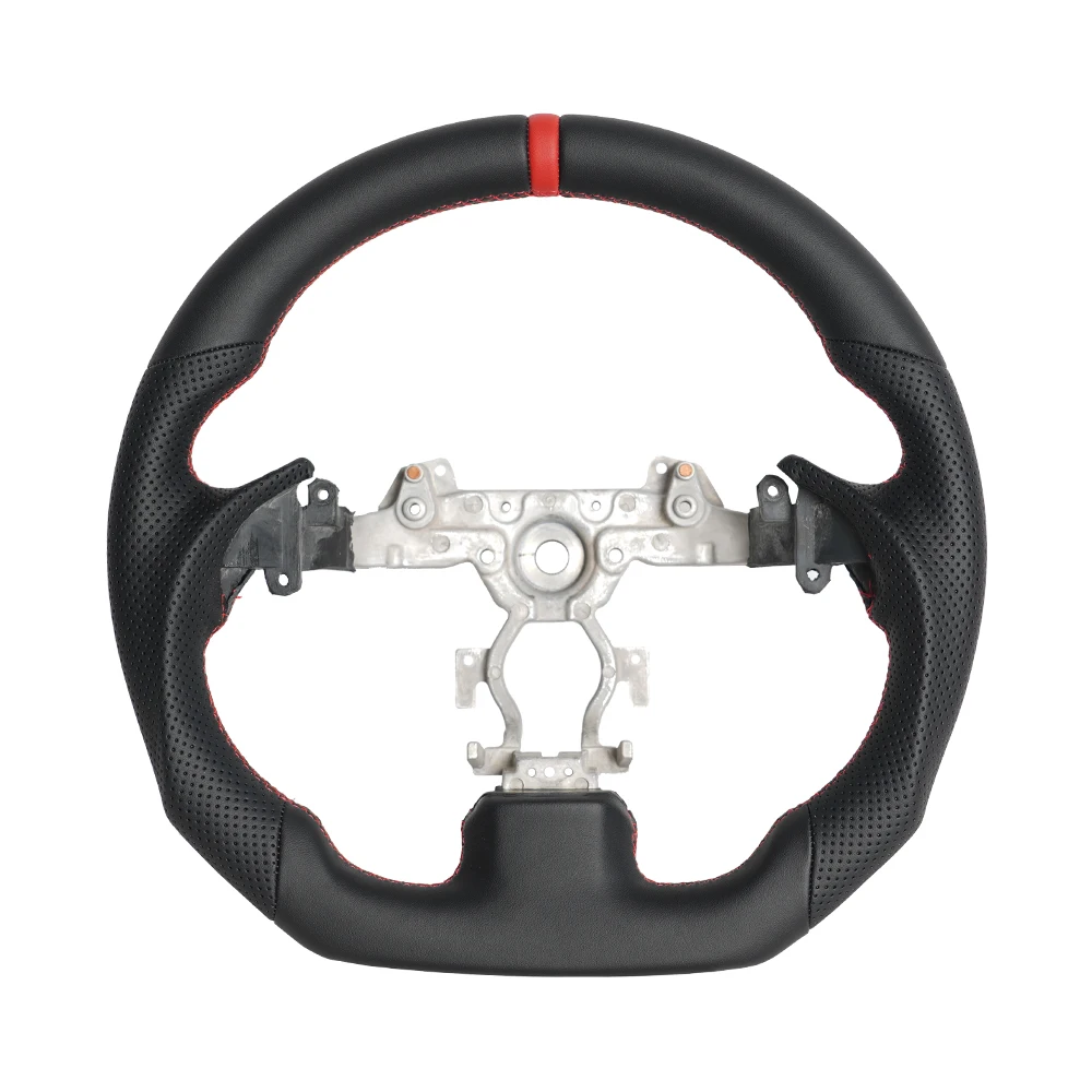 Full Leather Steering Wheel With Perforated Grip For INFINITI G25 G35 G37 QX50 Q60 2009-2013 Red Stripe Car Accessories