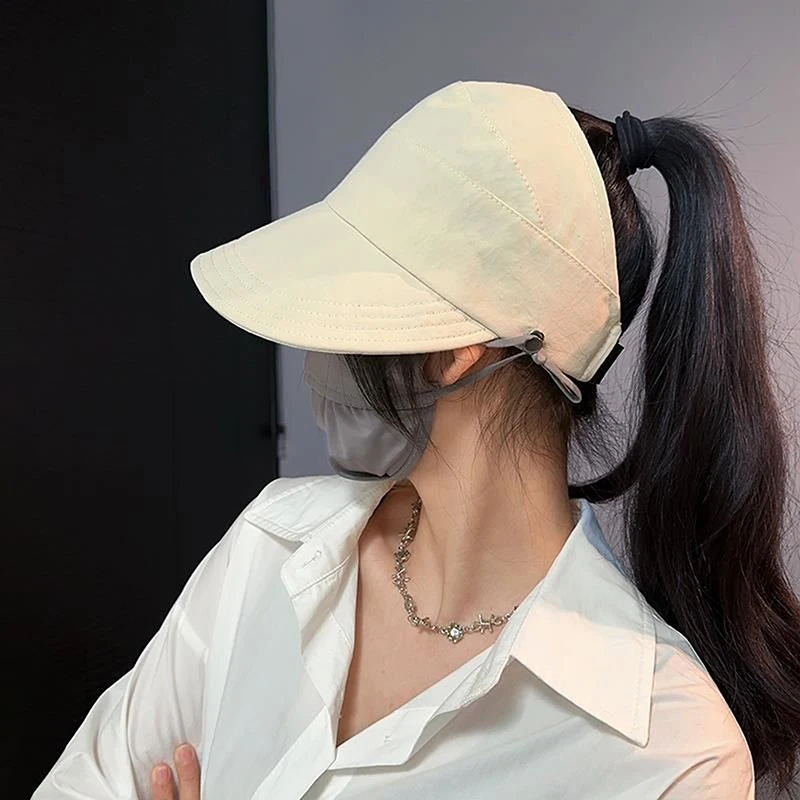Foldable Wide Brim Ponytail Sun Hat For Women Anti UV Sun Shading Hat Women Leisure Adjustable Outdoor Beach Cap Fisherman Hat