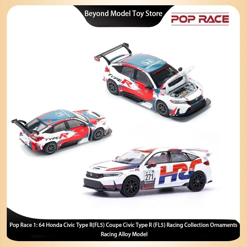 

Pop Race 1:64 Honda Civic Type R (FL5) Coupe Civic Type R (FL5) Racing Collection Украшения Гоночная модель из сплава