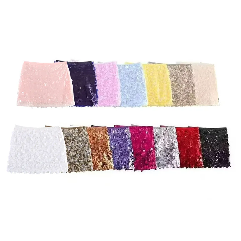 

2025 Winter New Sexy A-shaped Skirt High Waist Hip Wrap Sequined Mini Skirt Women's European and American Style