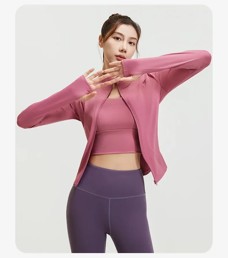 2026 Frühling Sommer Neue Yoga-Kleidung Windbreaker Damen Laufjacke Langarm Sweatshirt Sportjacken Damen Workout-Tops Activewear – Detail 31