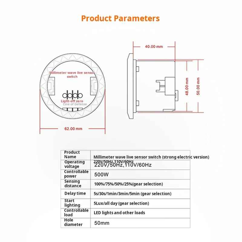 M13K-Smart Wireless 10A Switch With 24Ghz Millimeter Wave Presence Sensor-High-Precision Radar Detection