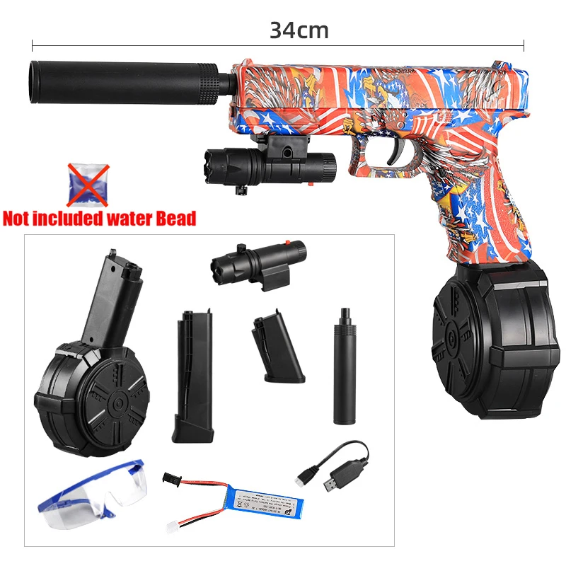G17 meninos brinquedos armas 7.4v bateria elétrica de alta velocidade contas & bolas arma explosão modelo jogo venda quente