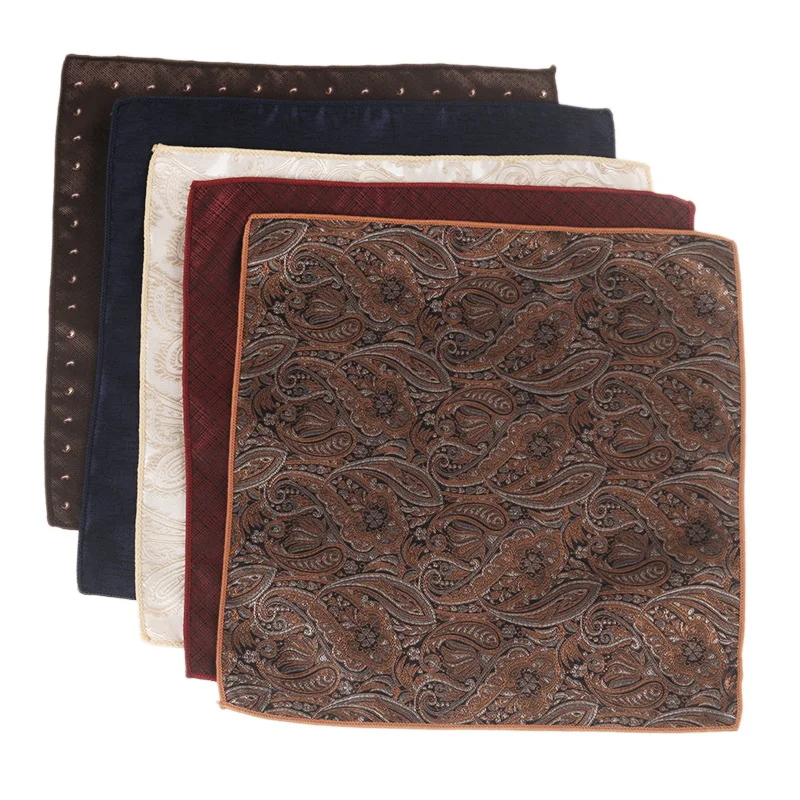 5 pezzi-classico vintage jacquard abito da uomo tasca asciugamano modello jacquard seno affari banchetto di nozze fazzoletto decorativo