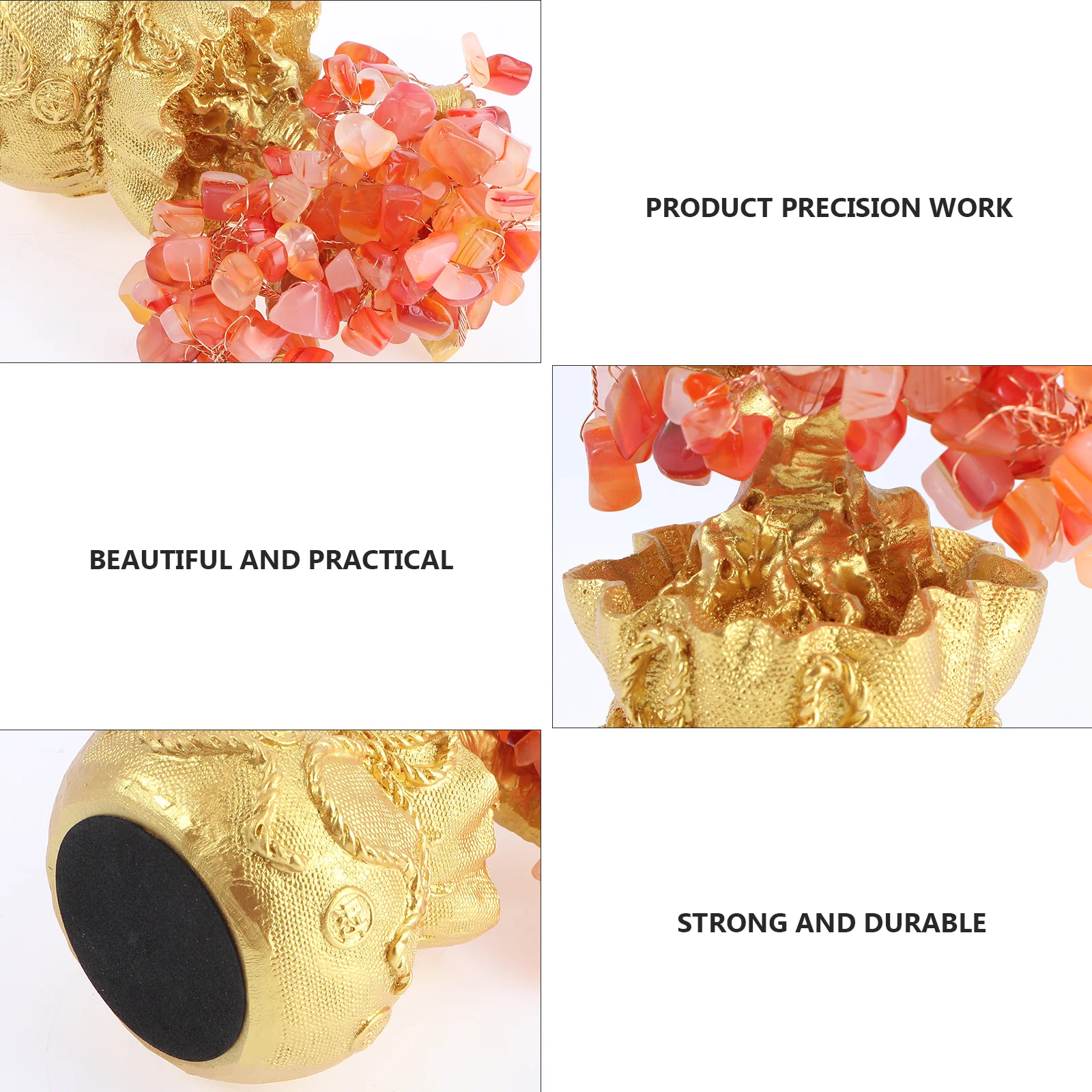 

19Cm Natural Crystal Tree Decoration Bonsai Inspired Wealth Prosperity Feng Shui Statue for Desktop Home Shop Red