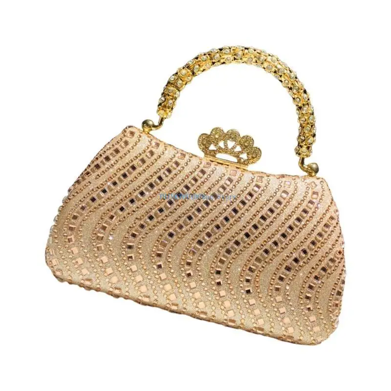 

63HC Fashionable Evening Bag Rhinestones Embellished Shoulder Bags Party Purse Handbag for Women Attending Special Occasion