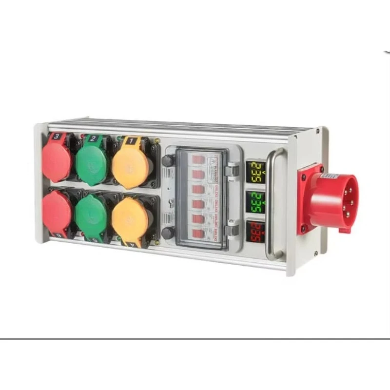 6 Channels Manual Switch 3 Phase Voltage Indicator Waterproof Power Distribution Dimmer 32A 5 Pin Input 16A 3 Pin Output