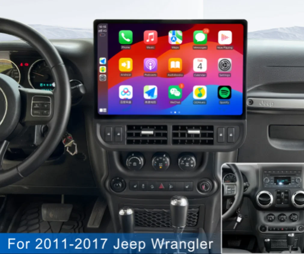 

16,8-дюймовый автомобильный радиоприемник для Jeep Wrangler 2011-2017, автомобильный мультимедийный видеоплеер, стерео, авто GPS-навигация, головное устройство Carplay, автомобильное радио