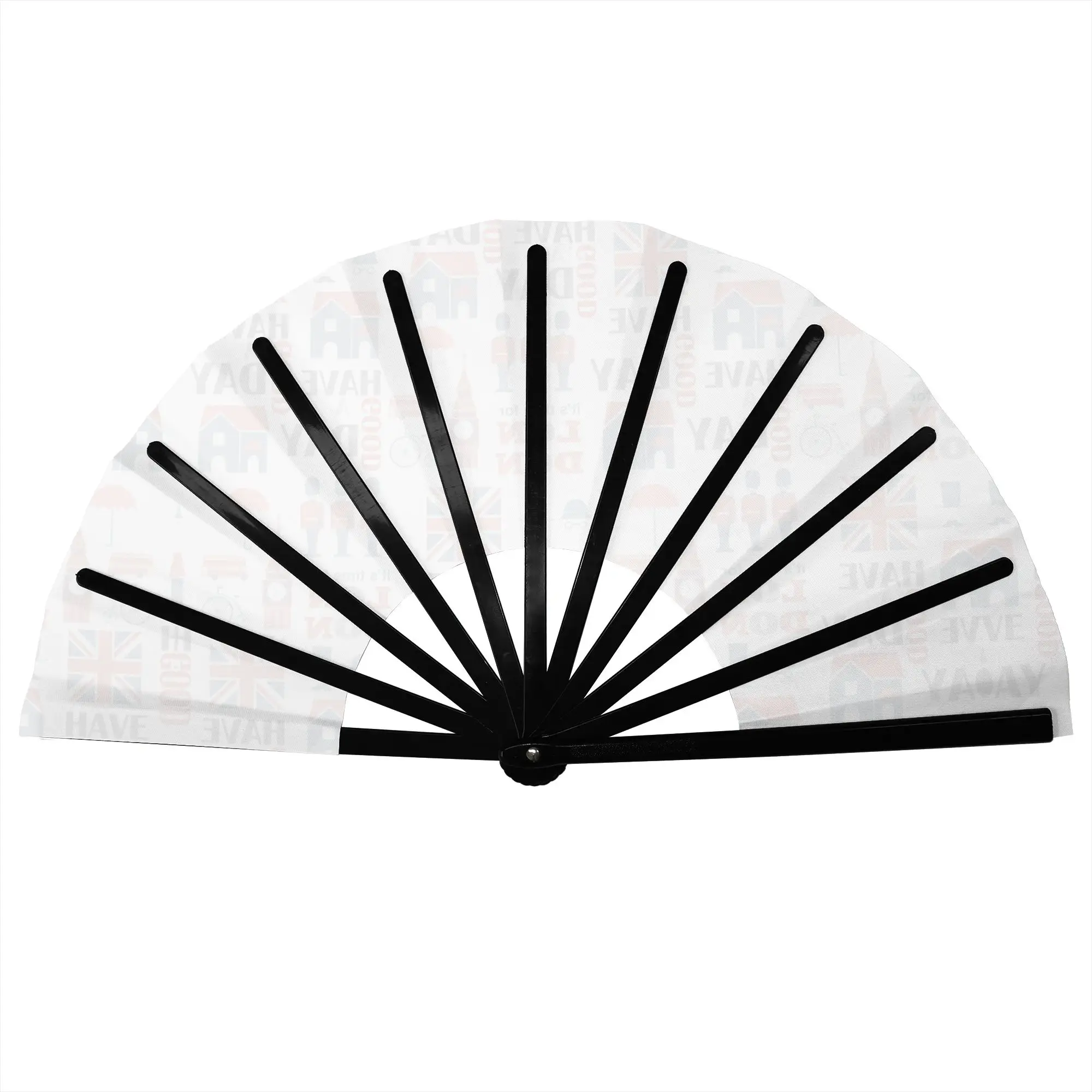 United Kingdom London Collage Stylish Hand Fan  Men UK British Pattern Printed Polyester Fan Trendy For Sports Events Gift