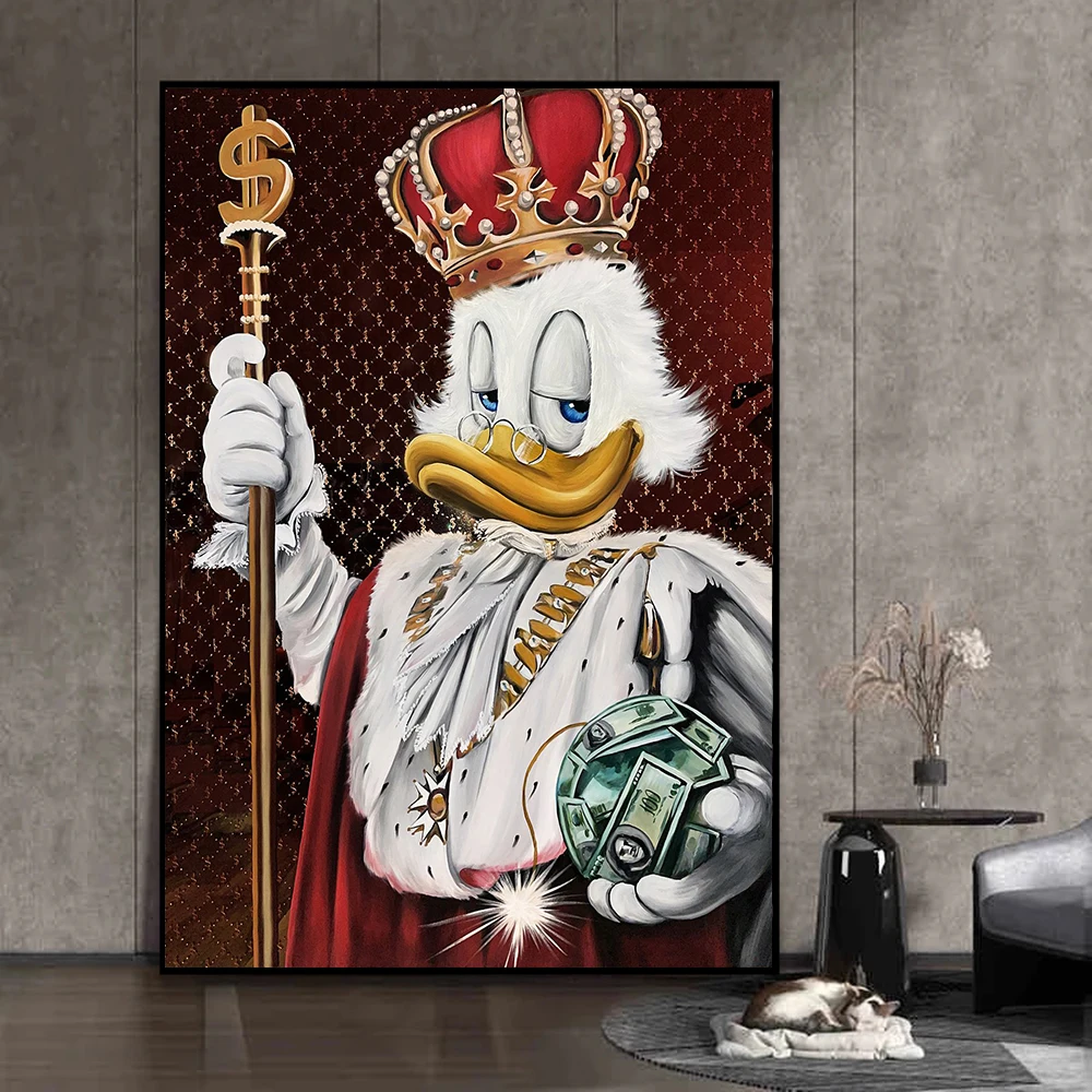 Scrooge McDuck King Queen Poster, Modern Disney Wall Art Canvas Painting Print, Cartoon Picture, Home Office Room Decor Cuadros