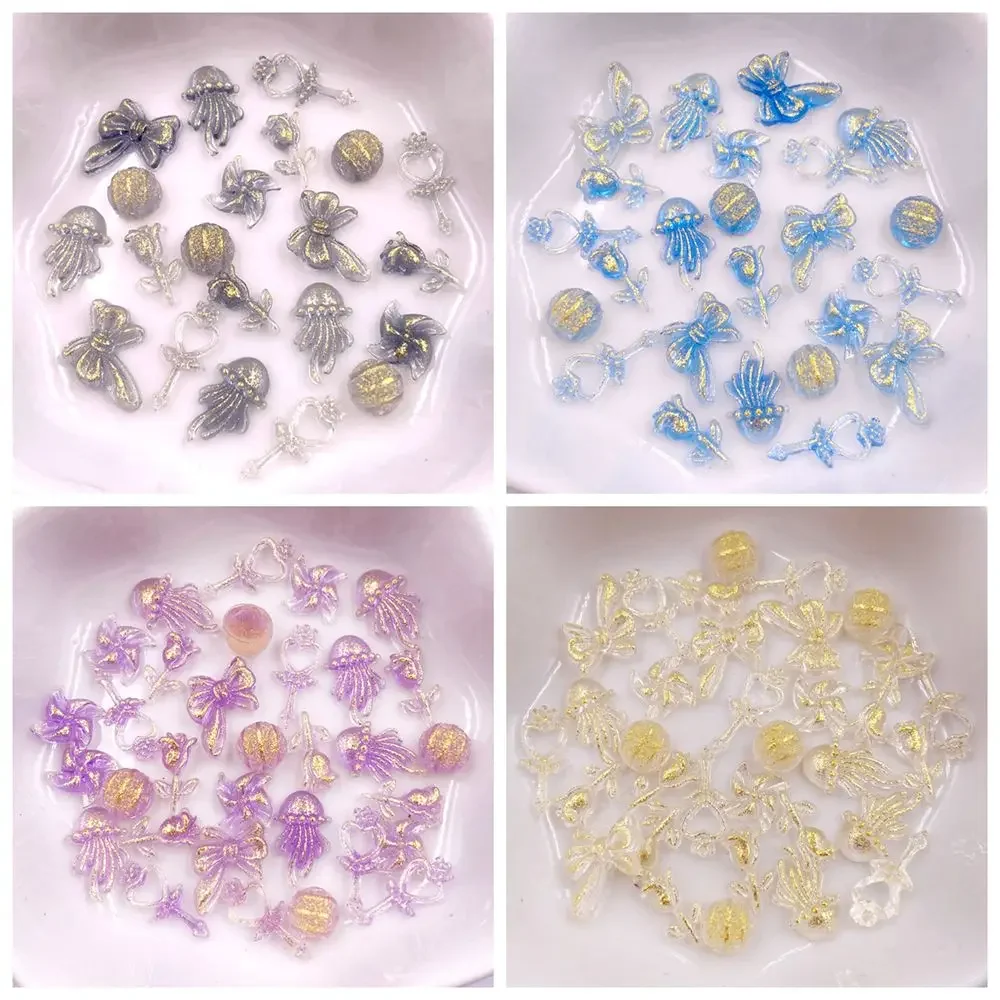 8g Resin Mix Glitter Colorful Magic Wand Jellyfish Rose Bow Art Nail Flat back Rhinestone Figurine DIY Scrapbook Jewellery Decor