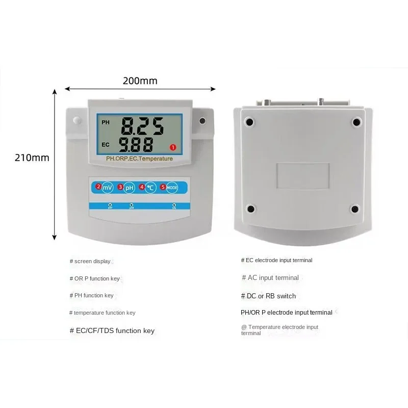 PHS-26C 6-in-1 Water Quality Monitor PH ORP TDS EC CF Temperature Sitting Tester for Swimming Pools, Aquariums, Laboratories