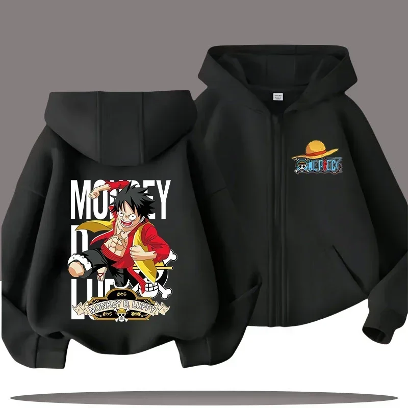 

Anime New One Piece Kids Zipper Hoodie Cartoon Luffy Print Autumn/Winter Long-sleeved Sweatshirt Boys And Girl Casual Jacket Top