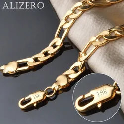 ALIZERO 8 Inch 925 Sterling Silver 8MM Gold/Silver Full Side Figaro Chain Bracelet For Woman Man Fashion Wedding Jewelry Gift