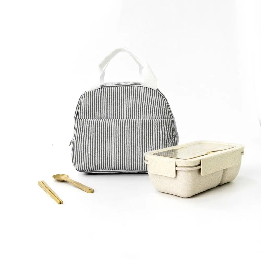 Compact Corduroy Insulated Lunch Bag Large Capacity Portable Thermal Lunch Bag Hand-Held Minimalist Handbag Picnic