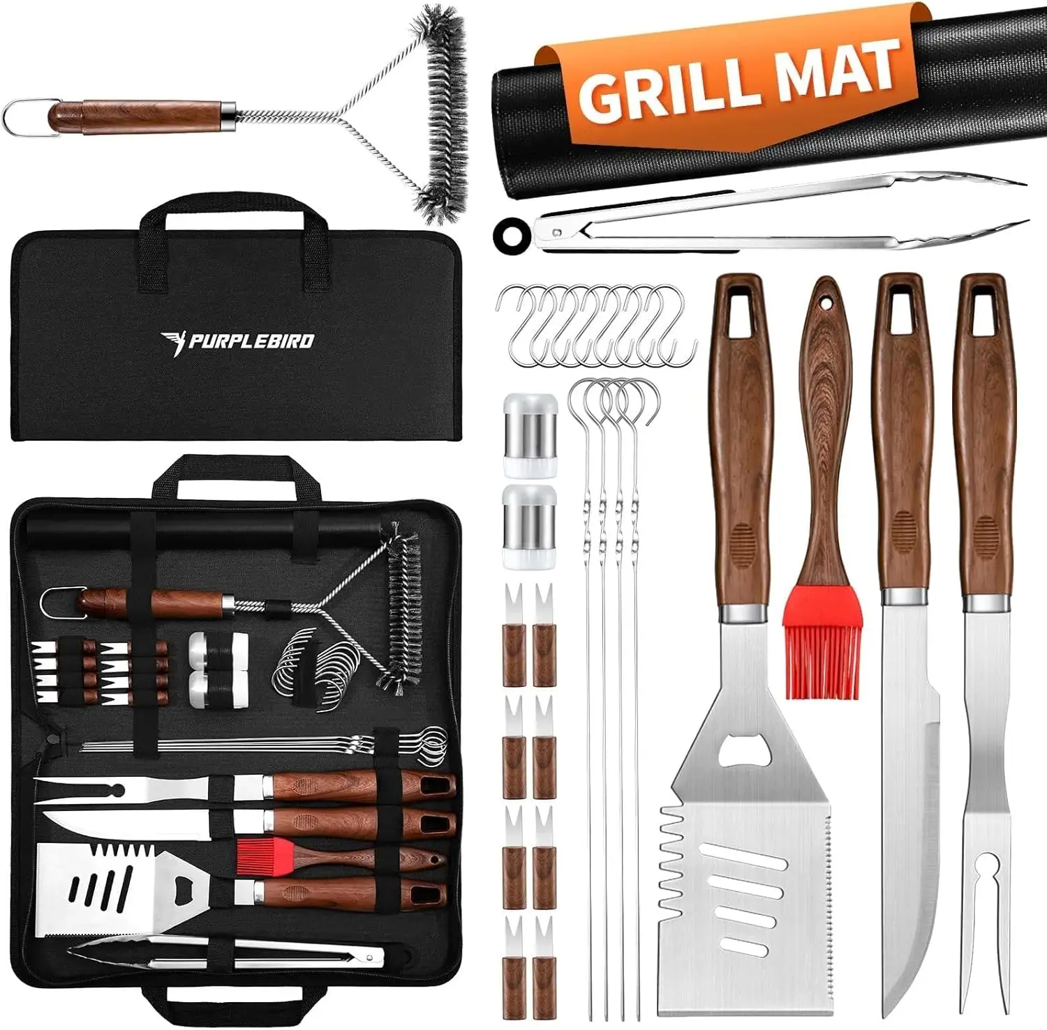 

31PCS Grill Set for Outdoor Grill - Grilling Gift for Men & Dad, Heavy Duty Stainless BBQ Tools Kit for Camping, Grillin