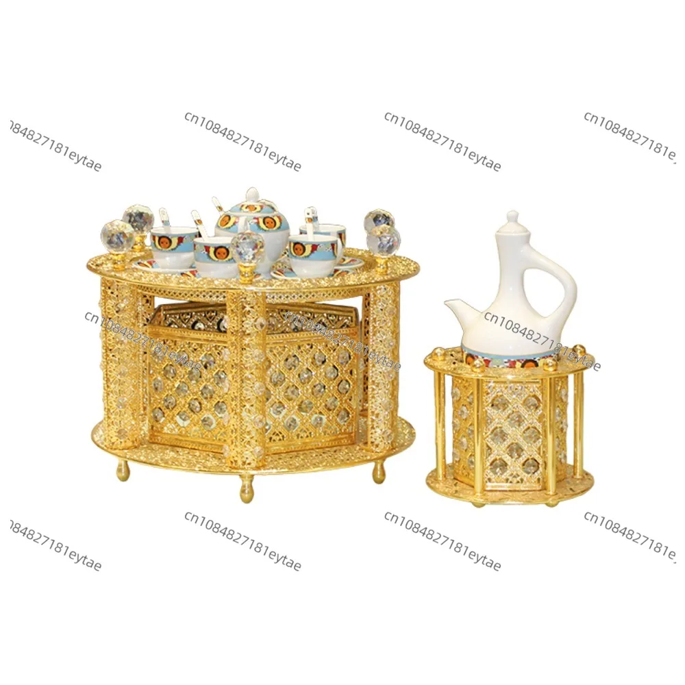 Arabian style porcelain cups and saucers with Ethiopian cutlery coffee cup holders, suitable for weddings